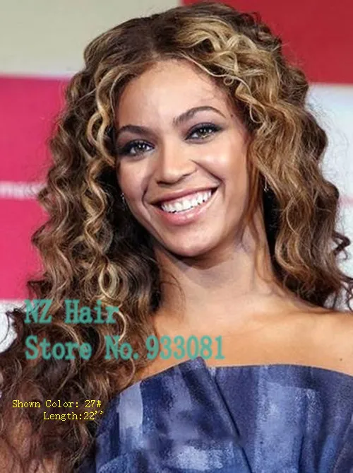Beyonce Full Lace Human Hair Wigs Grand Long Curly Honey Blonde