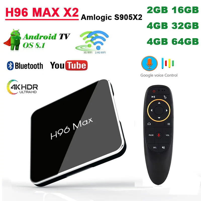 

4GB 64GB Android 8.1 TV BOX H96 MAX X2 Amlogic S905X2 Smart 4K Media Player 2.4G&5.8G Wifi PK X96max H96MAX Set Top Box Youtube