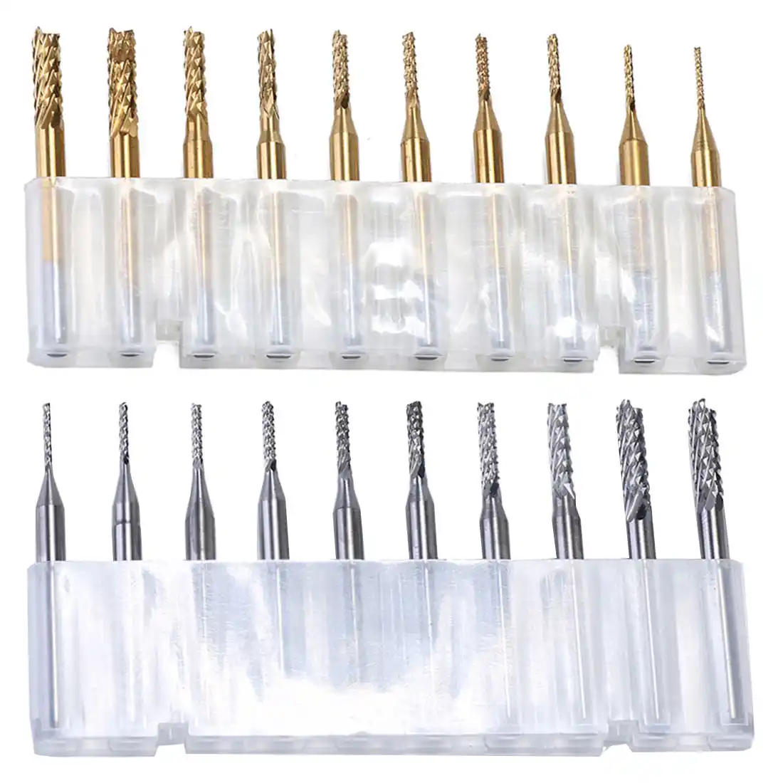 10Pcs 0.4 3.175mm Titanium Coated PCB Milling Set Carbide CNC End Mills for Engraving 10Pcs 1.0mm