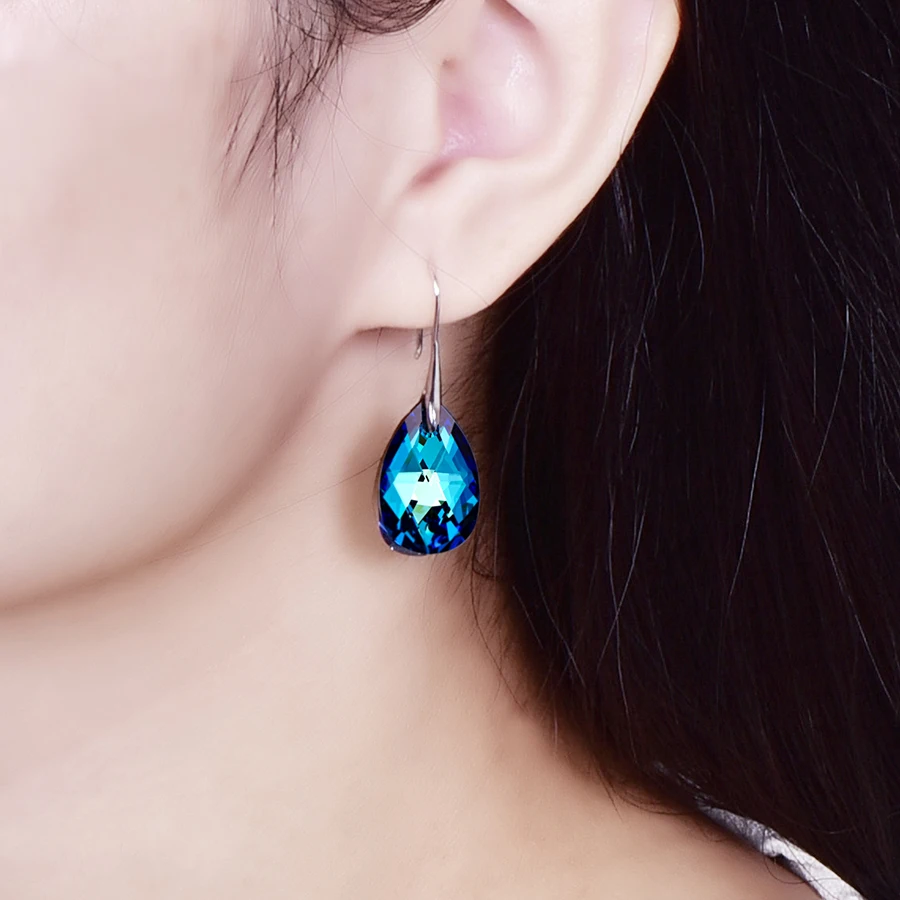 MALANDA Water Drop Earrings For Women Fashion Original Crystal From SWAROVSKI Silver Color Pendant Dangle earrings Jewelry Gift