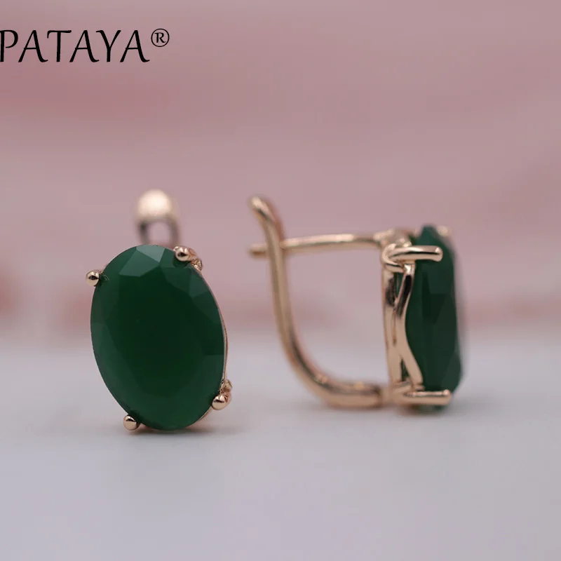 PATAYA романтические винтажные черные серьги 585 розовое золото круглый дизайн синий