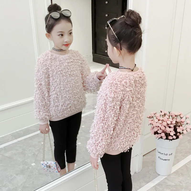 

BBZAI autumn winter girl Long sleeves Round neck Sweet Wool sweater kids cute Clothes children Christmas warm modis robe fille