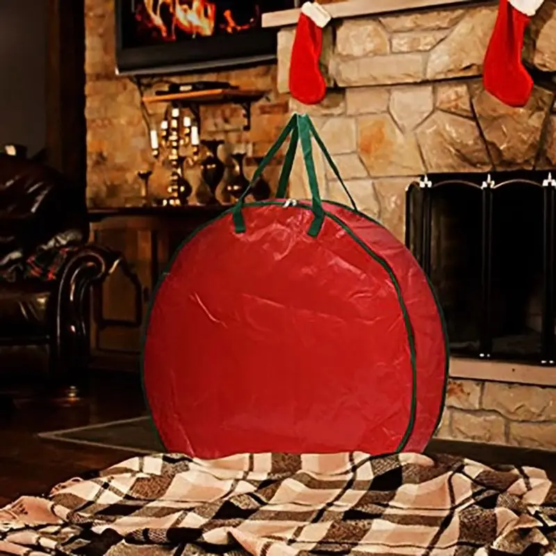 

Heavy Duty Round Christmas Tree Wreath Storage Bag Clean Up Holiday Carry Organizer with Zipper Christmas Wreath Storage Bag