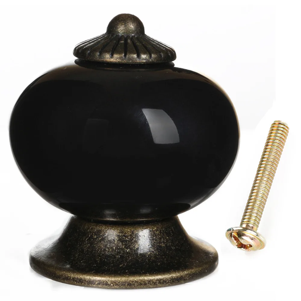 

Black Pumpkins Knobs Europe Ceramic Door Cabinet Cupboard Handles Pull Drawer Ceramics handle Utensils 30mm 35mm