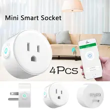 Дома 4 шт. умная розетка Smart Plug Wi-Fi с поддержкой мини Розетки умная розетка Управление электрических устройств отовсюду работает