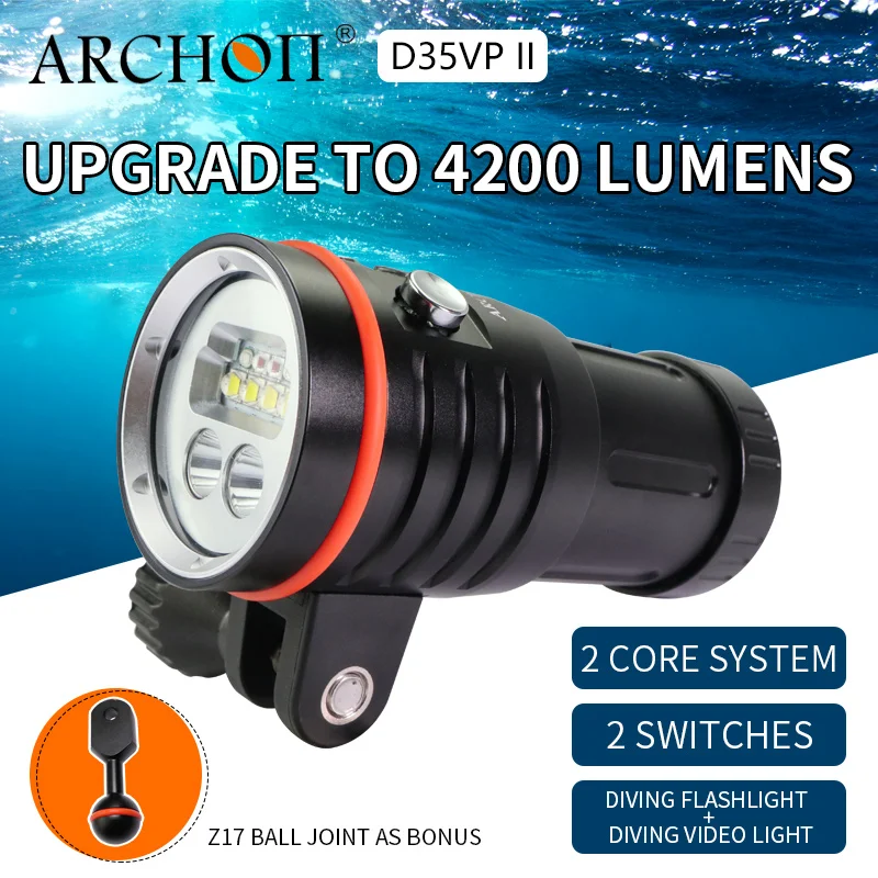 Лампа ARCHON D35VP II 4200lm для дайвинга освещение 18650 литий ионная батарея лампа видео