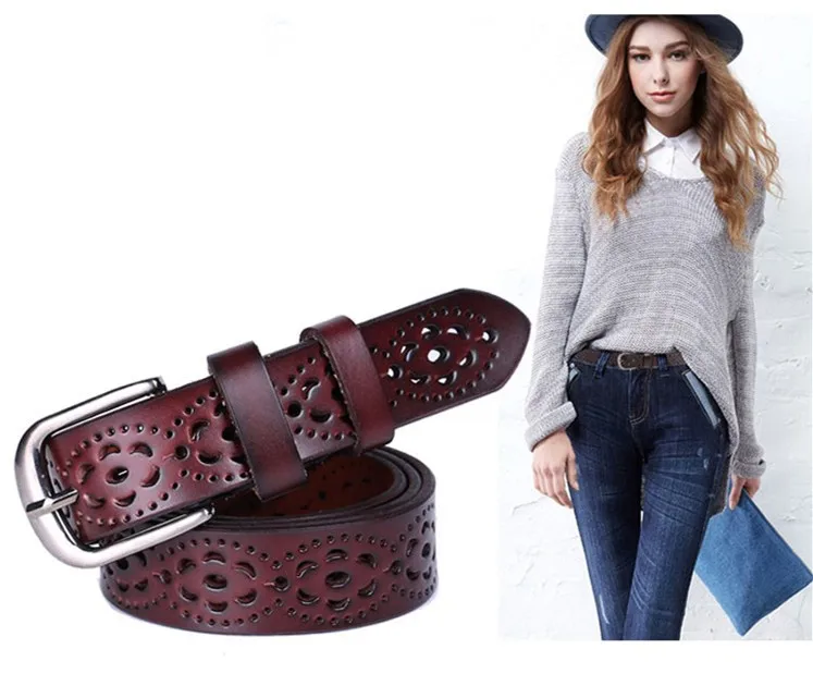 New Women Fashion Wide Genuine Leather Belt Woman Without Drilling Luxury Jeans Belts Female Top Quality Straps Ceinture Femme