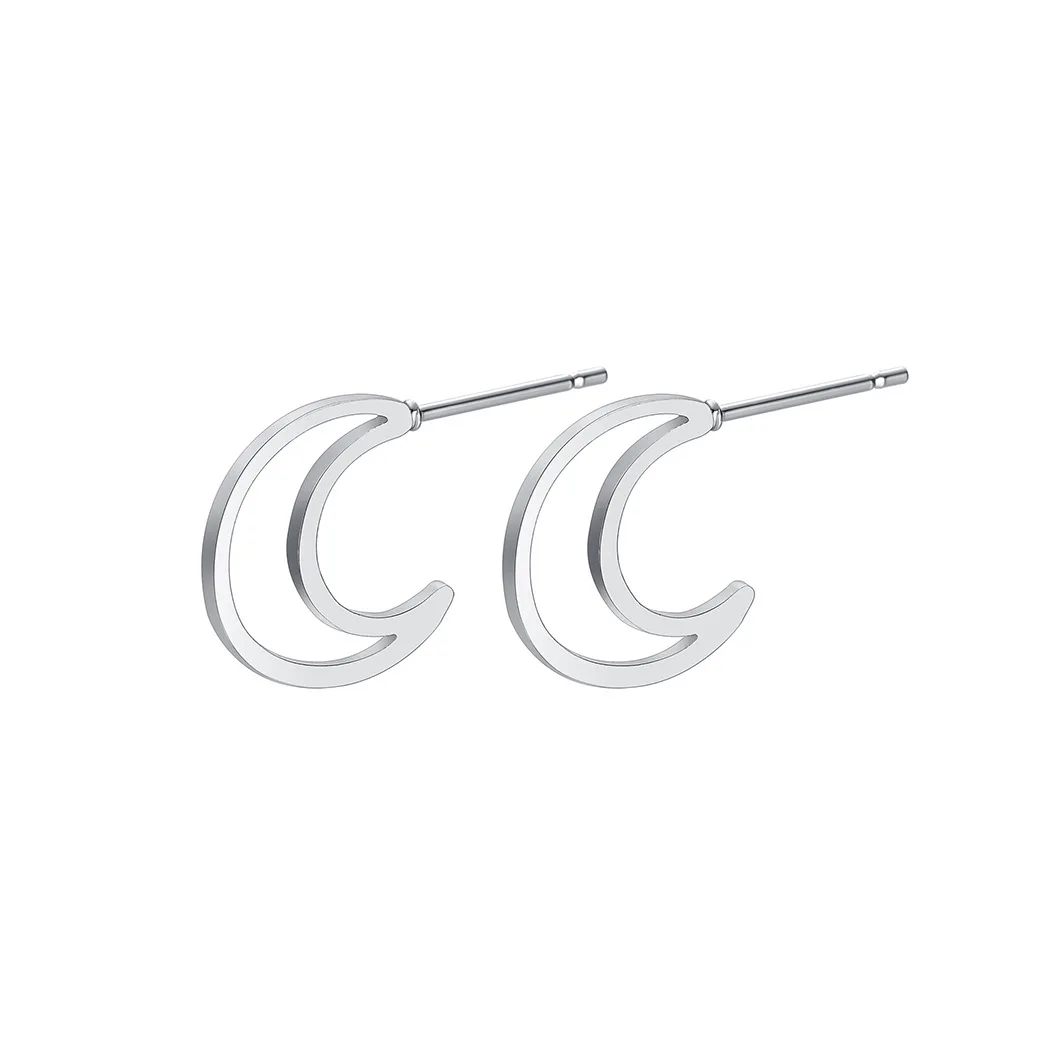 

Moon Star Earrings Silver Stainless Steel Non-sensitive Stud Earring Mother's Day Gift Gracias Regalo