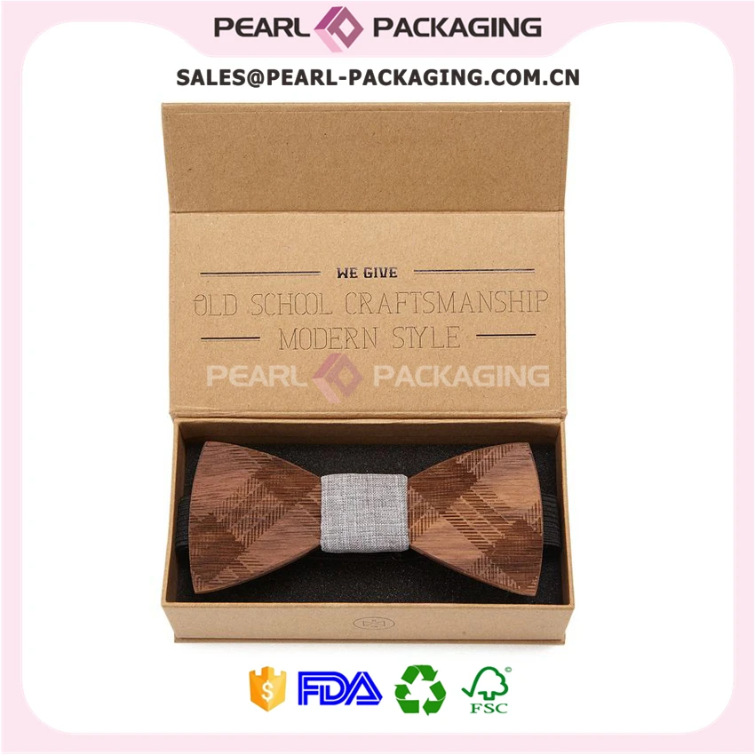 

2018 Popular Truned Edge with Flap Magnetic Bow Tie Packaging Box, Brown Cardboard Bow Tie Packaging, 500 pcs/lot