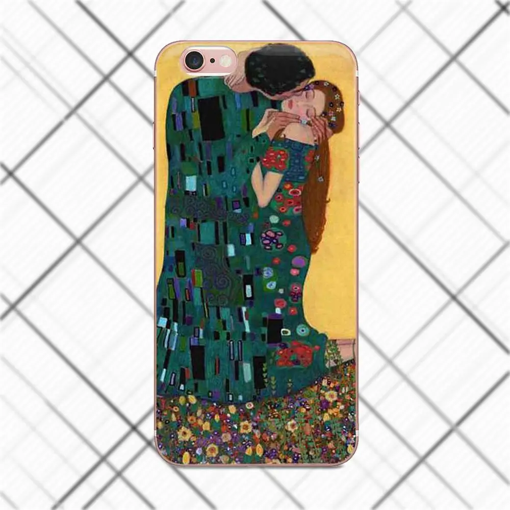 Tpwxnx Soft Silicone TPU Transparent Phone Covers Case Kiss By Gustav Klimt Design For iPhone X 4 4S 5 5C 5S SE 6 6S 7 8 Plus