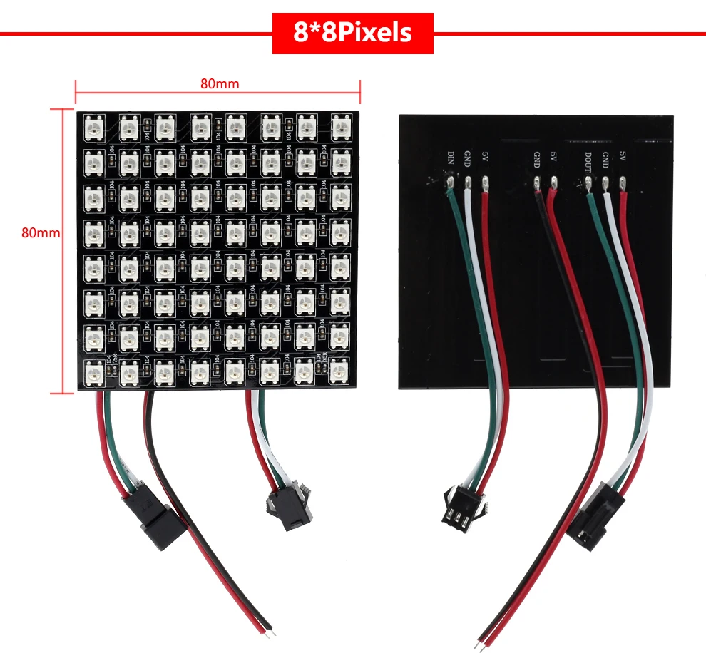 WS2812 RGB светодиодный панель чип 5050 полноцветный дисплей доска DC5V 8*8/16*16/8*32 64 256 светодиодный s адресуемый гибкий пиксельный экран