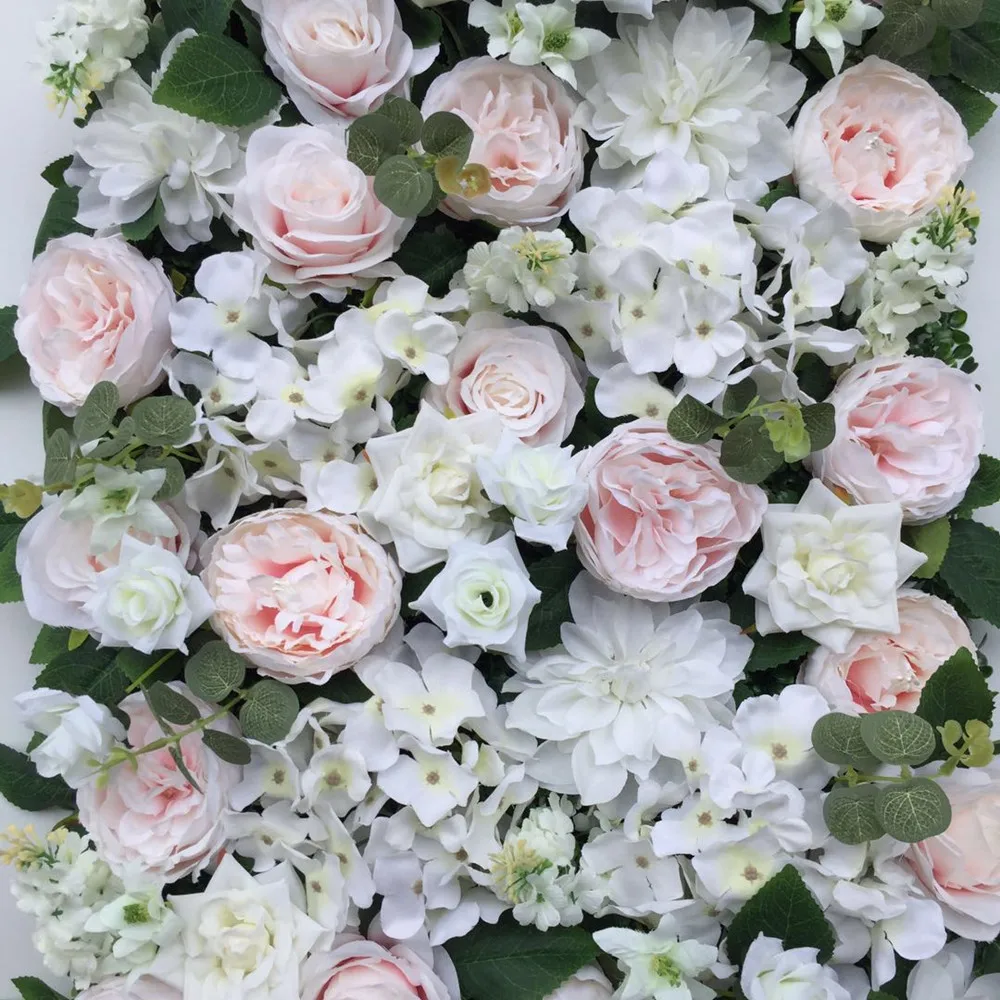 

3D Artificial flower wall and fake flower row use Rose and new hydrangea for wedding background decoration