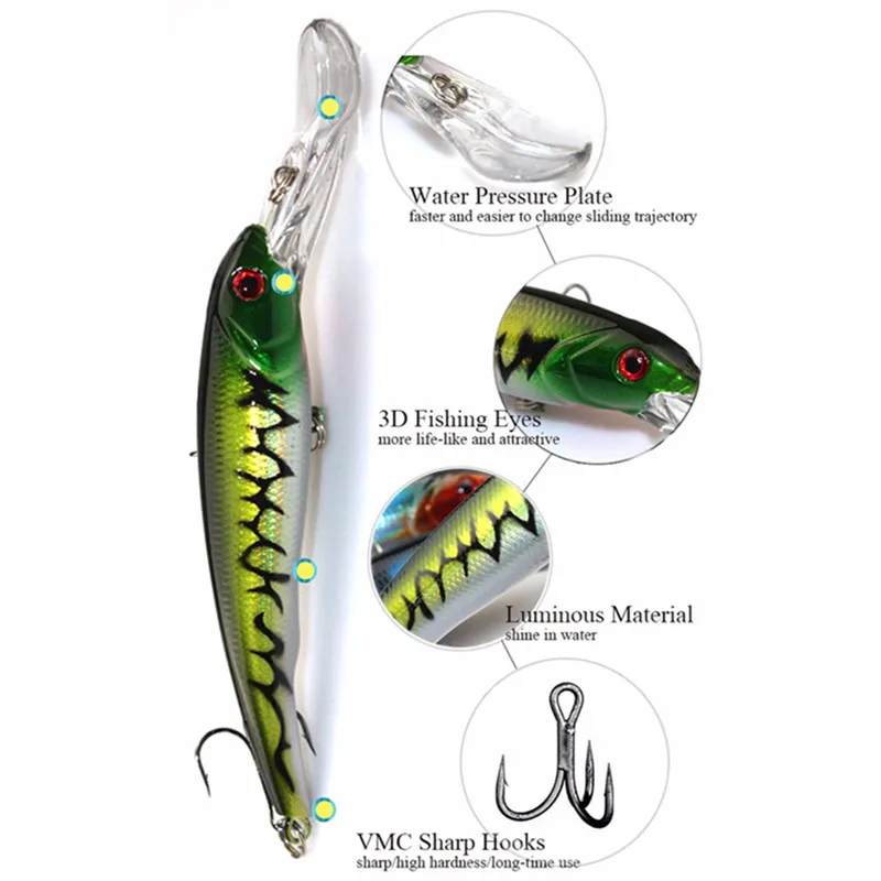 Kkwezva 29g 16.5cm Big Game Fishing Lures Minnow Crank Bait Crankbait