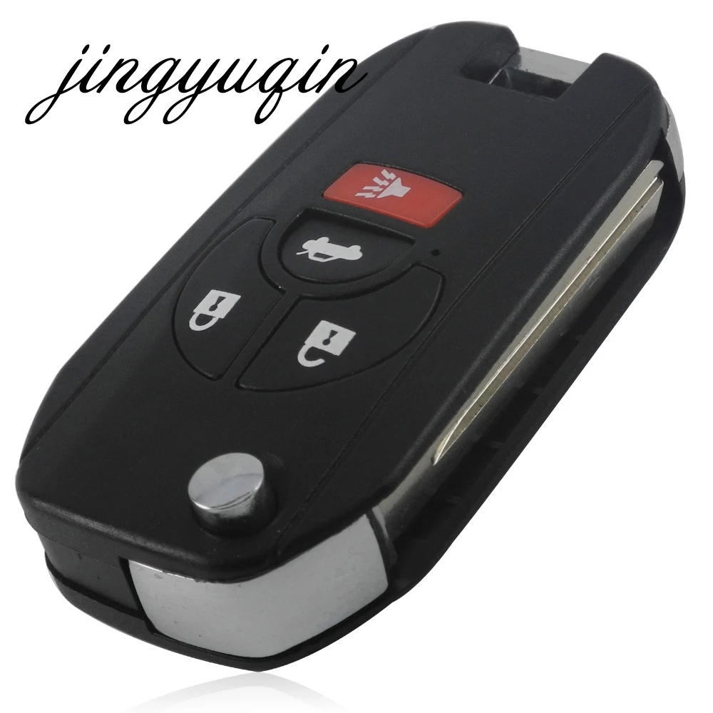 

jingyuqin New 4 Buttons Uncut Blank Remote Flip Folding Key Shell Case Fob for Nissan Altima Maxima Sentra Versa