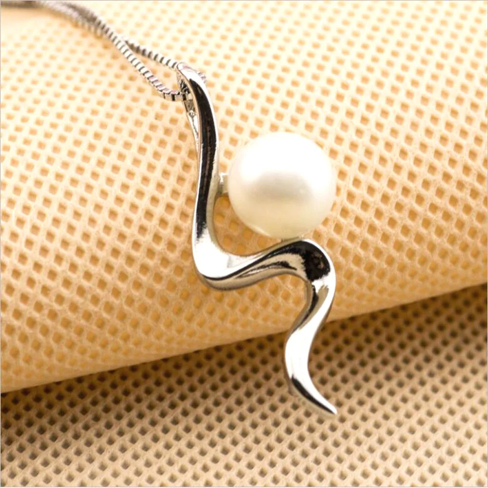 WQQCR 100% 925 Sterling Silver colorShell Pearl Wave Chain Long Pendant Necklaces Wedding Jewelry Necklace Accessories | Украшения и