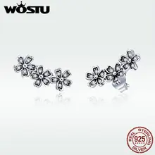 WOSTU новая аутентичная обувь 925 пробы серебро стекируемые Дейзи Стад Серьги для женщин CZ цветочный Цветочные серьги; бижутерия DXE419