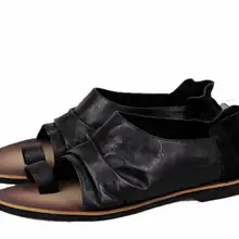 Для мужчин летние сандалии из натуральной кожи плиссированные шлепанцы Приморский Повседневные платья Винтаж Эластичная Резина ежедневно мужчина сандалии