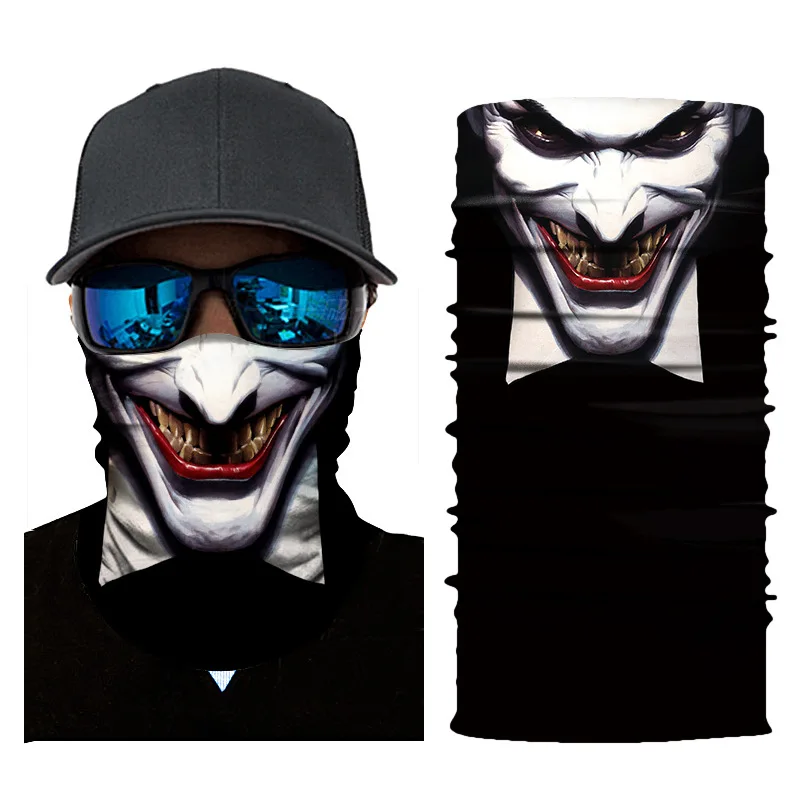 

3D character printing outdoor dustproof sand-proof clown sports riding multi-function soft breathable magic scarf mask
