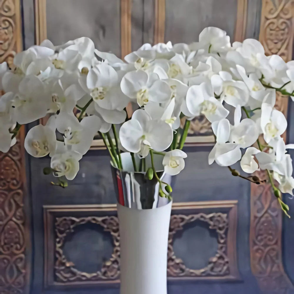 QIFU 1 букет искусственная Орхидея, бабочка Искусственные цветы для декора Шелковый букет фаленопсис настоящие Искусственные цветы на ощупь