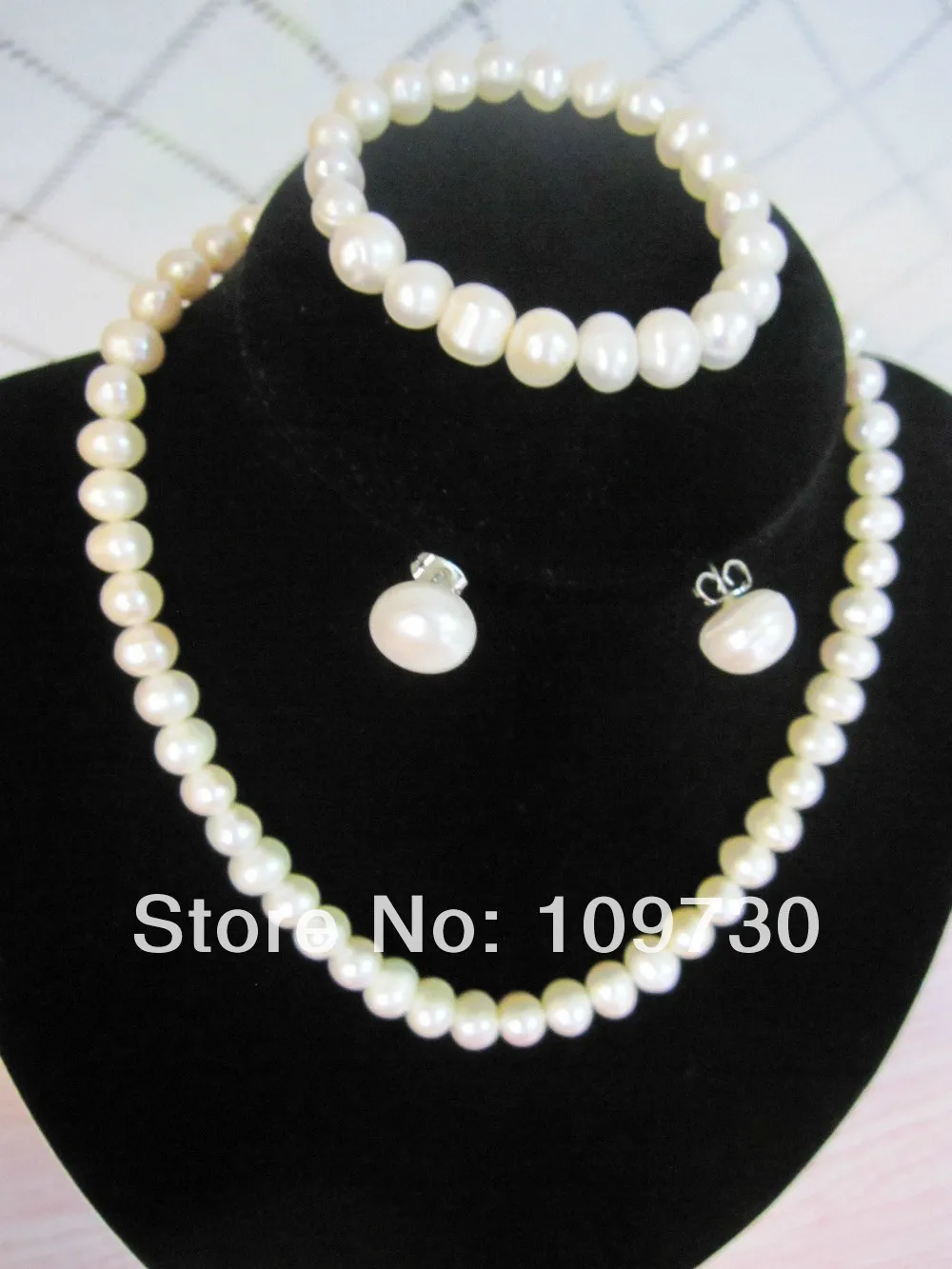 

Jewelry 00662 White Pearl Jewelry Cool Set-Necklace+Bracelet+Earrings-100% Guarantee Genuine (A0516) -Bride jewelry free shippin