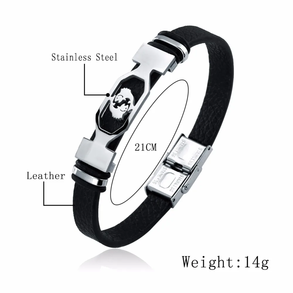 12 Constellation Stainless Steel Cuff Bracelet Men Women Zodiac Sign Black Leather Wrap Bracelet Bracelet Jewelry bracelet jewelry