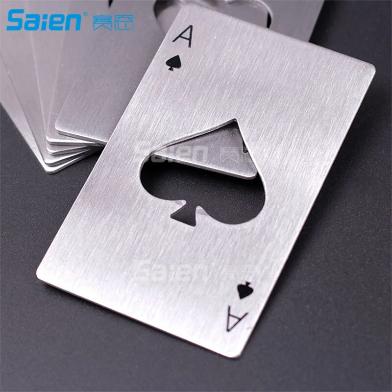 

New Bar Tool Bottle Soda Beer Cap Opener Gift Playing Card Ace of Spades Poker Credit Card Size Casino Bottle Opener