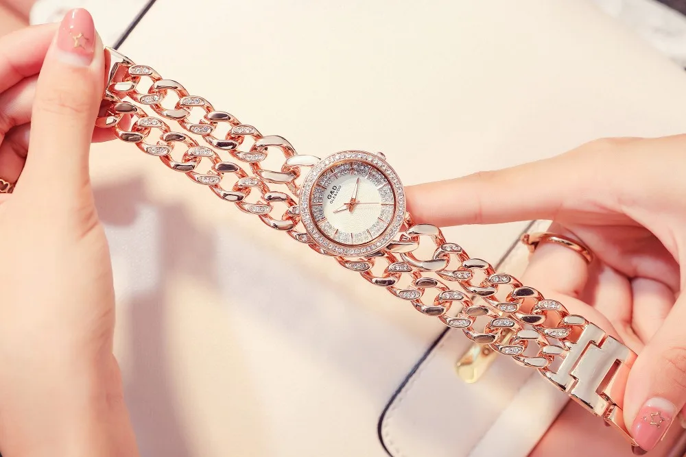 G&D Luxury Women Watches Silver Crystal Ladies Bracelet Watch Dress Quartz Wristwatch Reloj Mujer relogio feminino Clock Gift