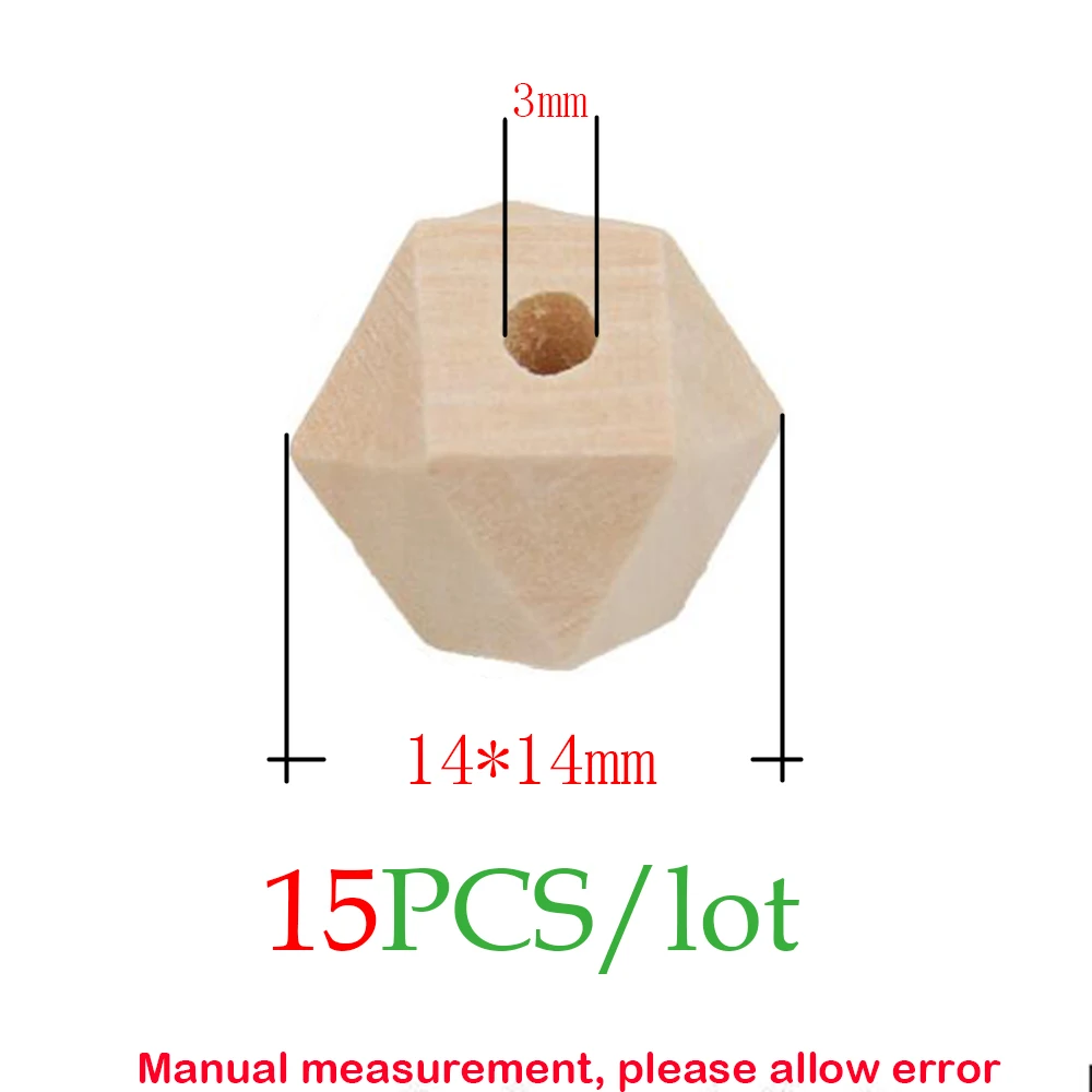 SUTI 20 мм деревянные бусины Spacer Бусины Незаконченный геометрические шарики ювелирных изделий для DIY деревянный Цепочки и ожерелья 10/12/14/16/18/20/25/30 мм - Цвет: 14mm 15PCS