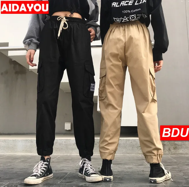 

Womens Cargo Pants Casual Outdoor Solid Color Elastic High Waisted Baggy Jogger Workout Pants with Pockets ouc485