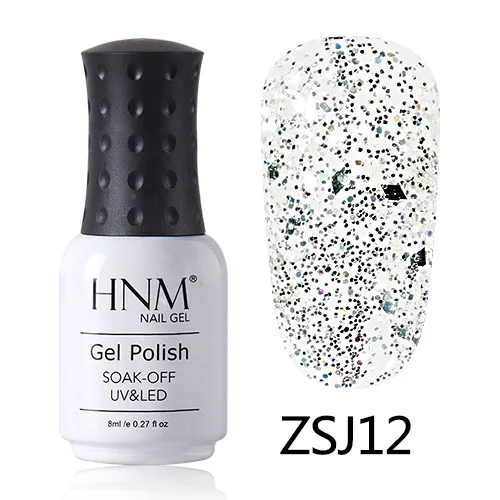 HNM 8 мл Блестящий светодиодный лак для ногтей с бриллиантами, блестящий Гибридный лак, полуперманентный впитывающий Гель-лак для рисования - Цвет: ZHJ12