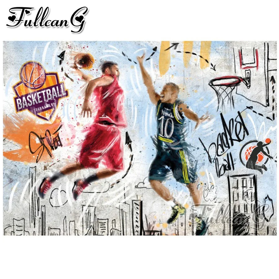 

FULLCANG diy 5d diamond painting basketball superstar full drill square/round rhinestone embroidery abstract art sale FC1291