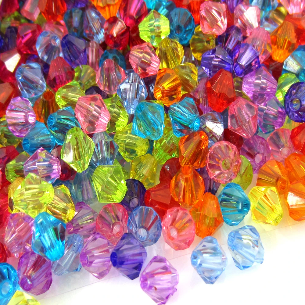 300Pcs Mixed Bicone Acrylic Tiny Spacers Beads 6 x 6mm Fit Bracelet Pendant Jewelry | Дом и сад