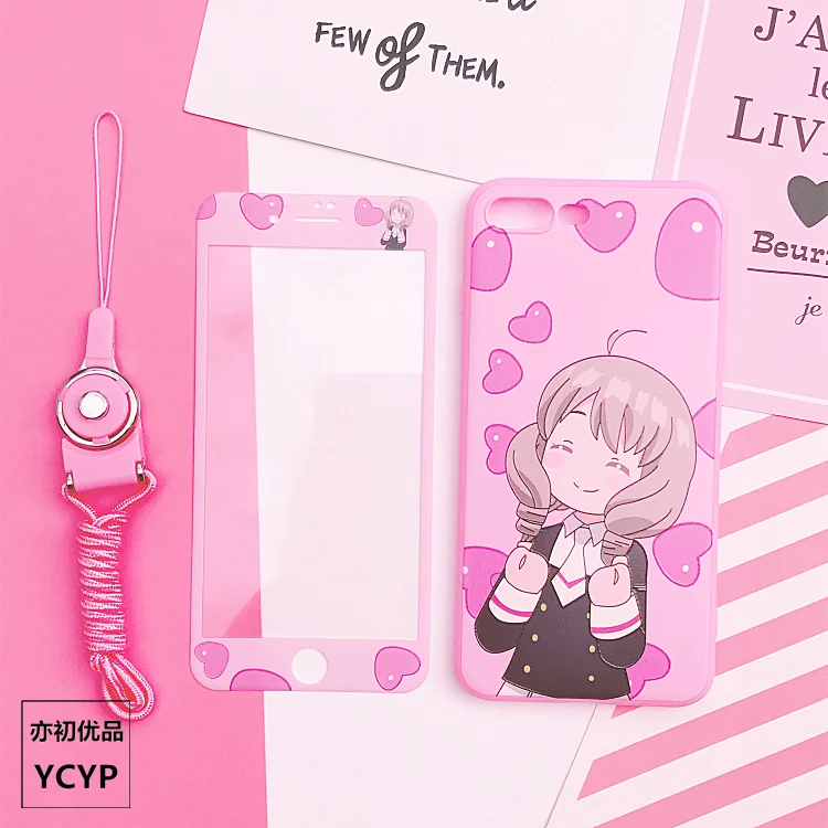As shown Чехол для iphone XS Max Cardcaptor Sakura+ пленка для экрана из закаленного стекла для iphone X XS XR 7 8 plus 6 6 S Sailor Moon задняя крышка - Цвет: As shown