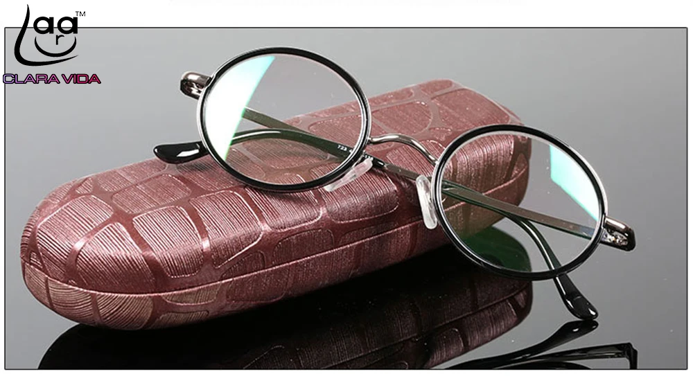 

= CLARA VIDA = classic Retro round Reading glasses high-quality alloy black luxury frame with case +1 +1.5 +2 +2.5 +3 +3.5 +4