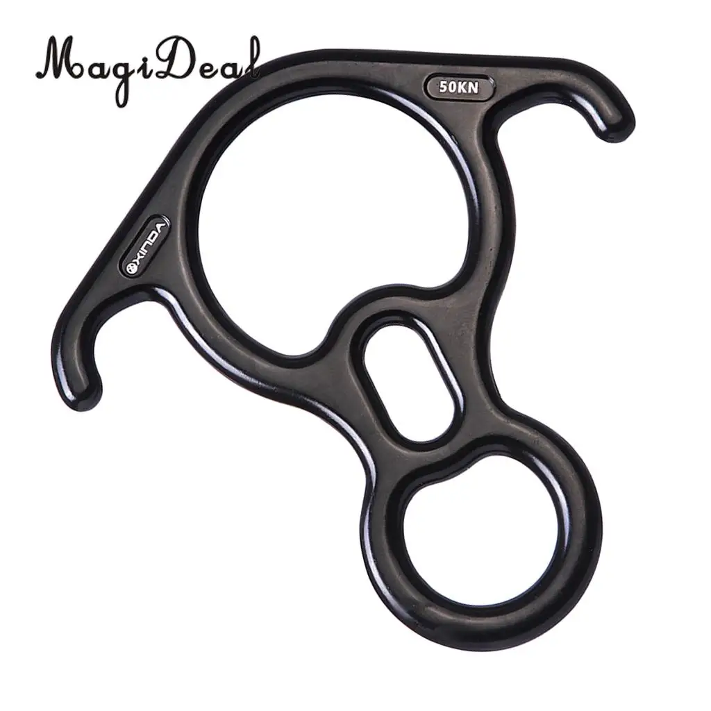 MagiDeal 50KN Rock Climbing Rescue Rappelling Figure 8 Ring Rope Descender Black for Rock Tree Climbing Accessories