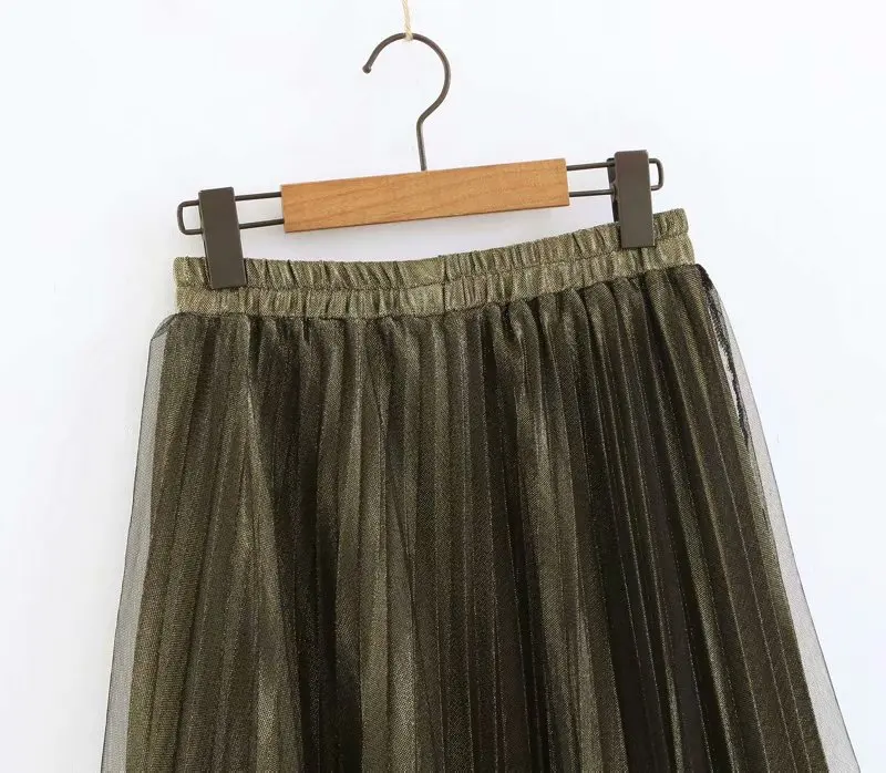 В европейском и американском стиле женские длинные юбки юбка для девочек оптовая продажа 2019 Весенняя Новинка металл цвет сетчатая юбка в
