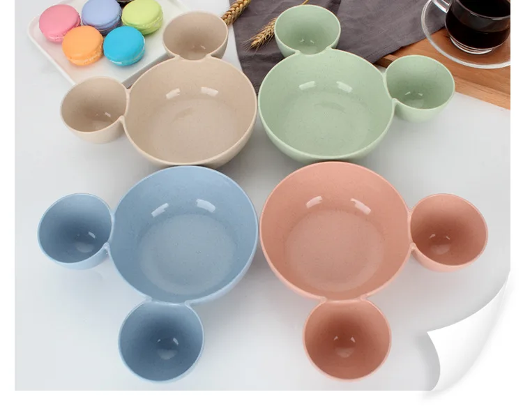 Милый ланч поднос из пшеничной соломы с мультяшной тарелкой детская миска