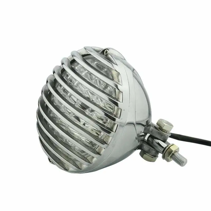 

Universal Motorcycle Polish Scalloped 5'' Headlight Headlamp Front Light Finned Grill For Bobber Chopper Sportster Custom