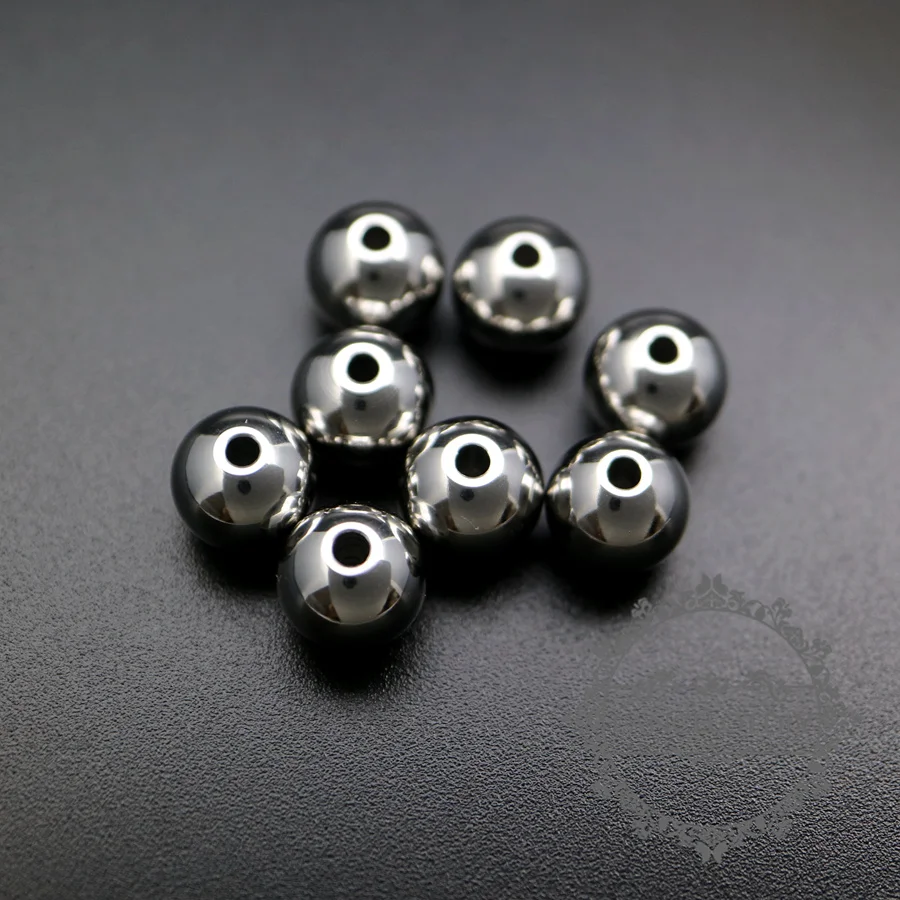 

8mm stainless steel heavy rhodium color round metal loose beads with 1.5mm hole DIY supplies 3994002
