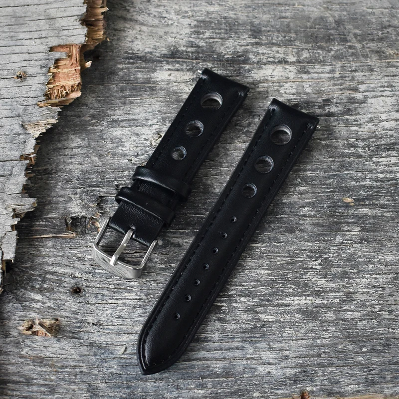 Onthelevel Handmade Retro Genuine Leather Watch Band Strap 18mm 20mm 22mm Man Women Wrist Watchbands Belt Silver Polished Buckle