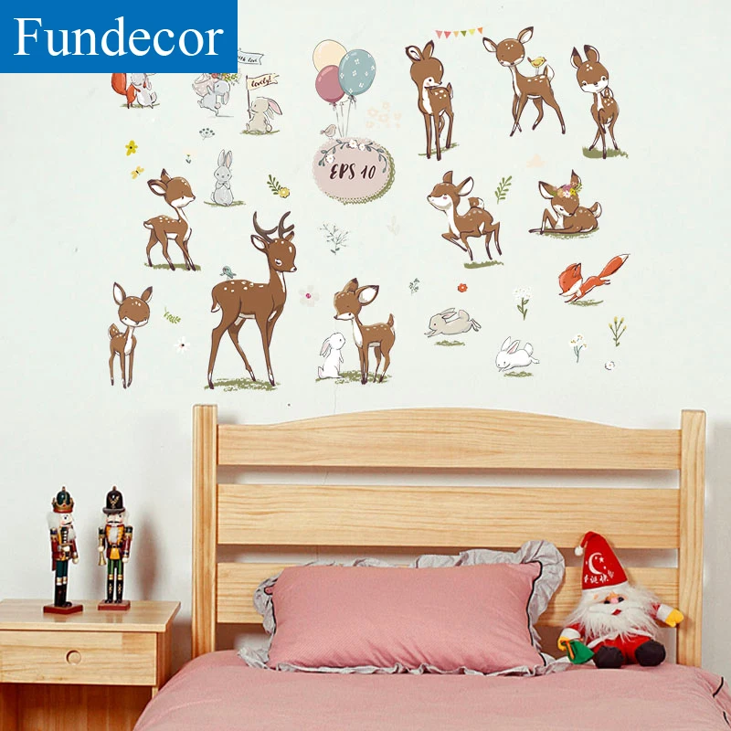 [Fundecoration] милые детские наклейки на стену с оленем и кроликом Sika домашний декор