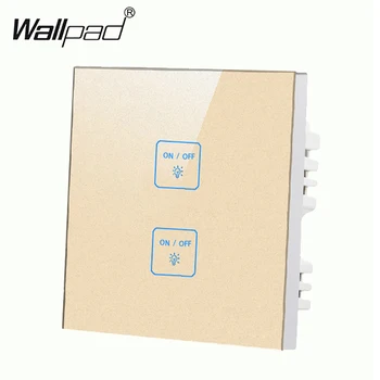 

Hot sales 2 gang 2 way Glass Gold touch light wall switch LED Indicator Smart touch switch Panel Free Customize