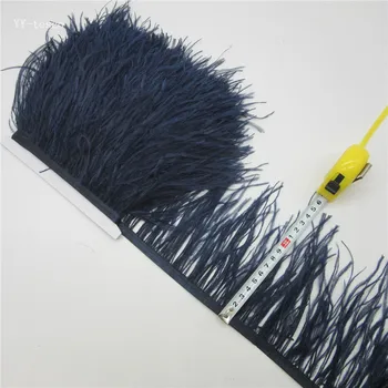 

Wholesale 10 yards 3-4inch Navy Ostrich Feather Ribbon Fringe Trim For Wedding Skirt Dress Decoration DIY Clothes Accessories