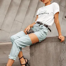 Модные синие джинсы Рваные женские новые сексуальные джинсовые узкие брюки тянущиеся для фитнеса мягкие колготки женские леггинсы джинсы vaqueeros Mujer 2