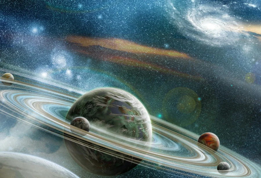 

Laeacco Cartoon Universe Planet Nebula Portrait Scene Photography Background Customized Photographic Backdrops For Photo Studio