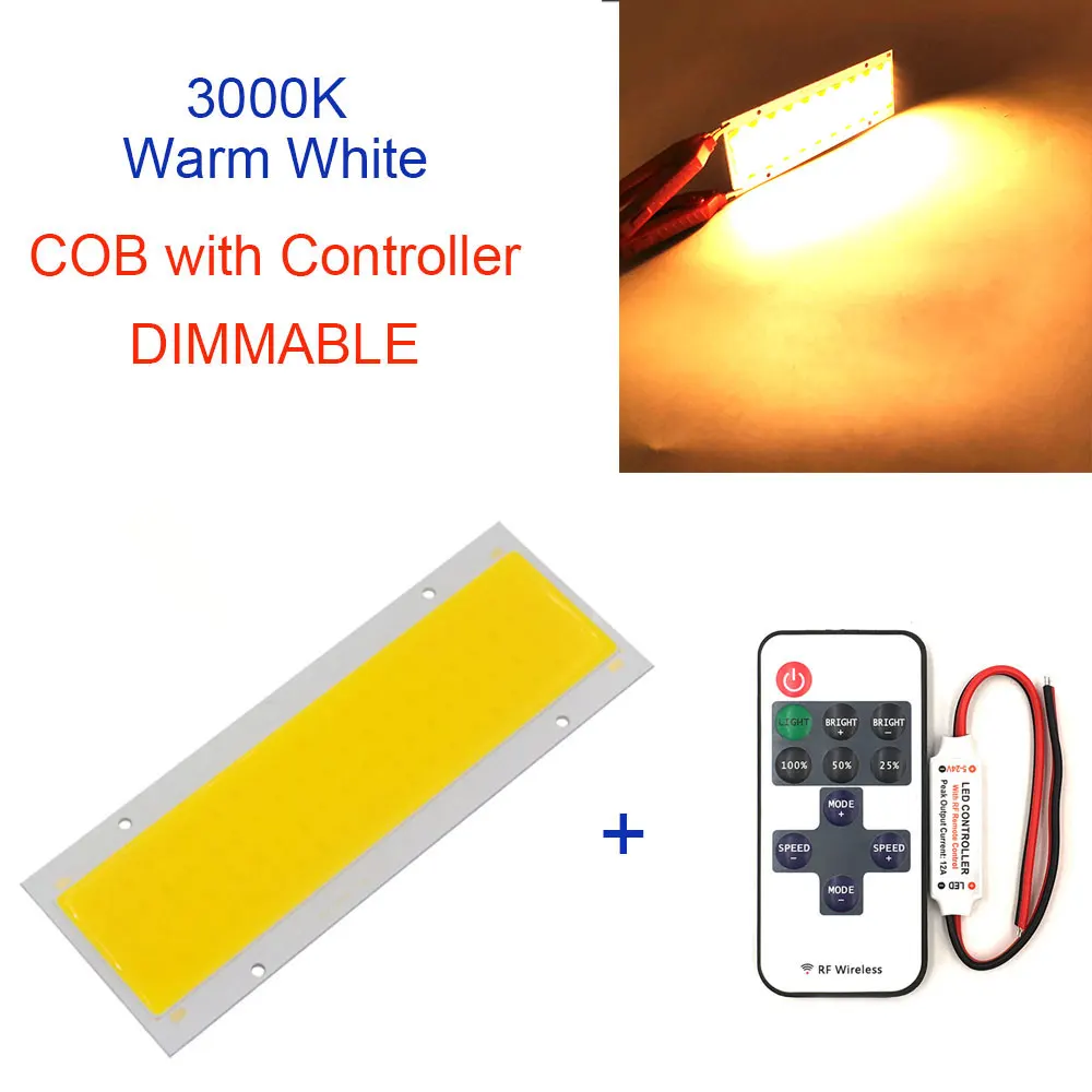 140x50 мм светодиодный панельный светильник с диммером теплый натуральный холодный белый Диммируемый 20 Вт 12 В DC COB светодиодный светильник для внутреннего освещения автомобильные лампы DIY - Испускаемый цвет: 3000K and Controller