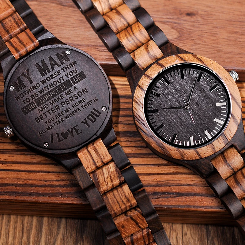 Personalized Wood Watches for Men Anniversary Gift Custom Groomsmen Present Father' Day Gift
