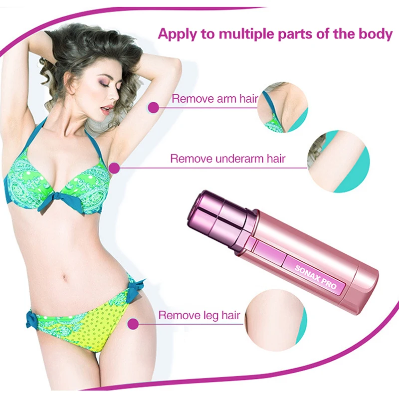 SONAX PRO Portable Hair Remover Electric Women Lipstick Shaver Razor Facial Painless Depilator Shaving Machine Battery Type