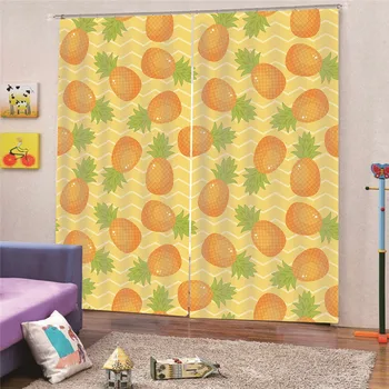 

3D Digital Print Pineapple Luxury Blackout Curtains For Living room Kids Bedroom Drapes Cotinas para Halloween Decorative AP9