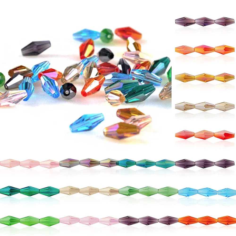 5205 50Pcs 6x12mm Crystal Double Cone Glass Loose Beads DIY Jewellery
